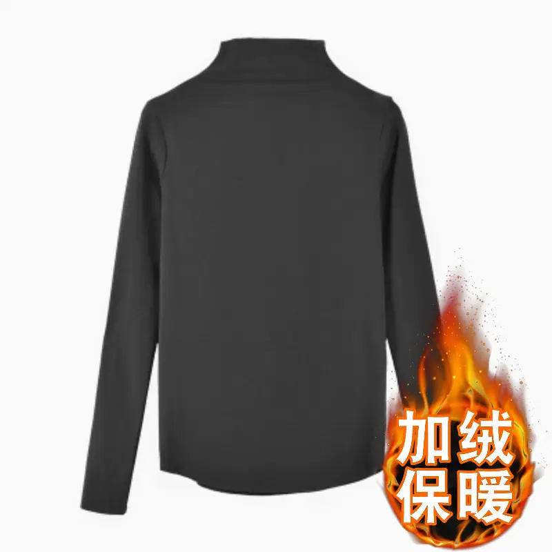 Women's 2021 Brown High Collar Long Sleeve T-Shirt - Image 5
