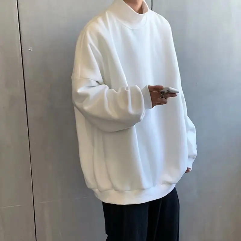 White Fleece Lined High Collar Sweatshirt for Boys Large - Image 6