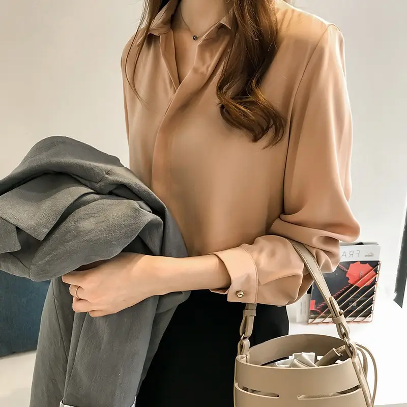 2023 Korean Style Long Sleeve Chiffon Shirt Women - Image 7