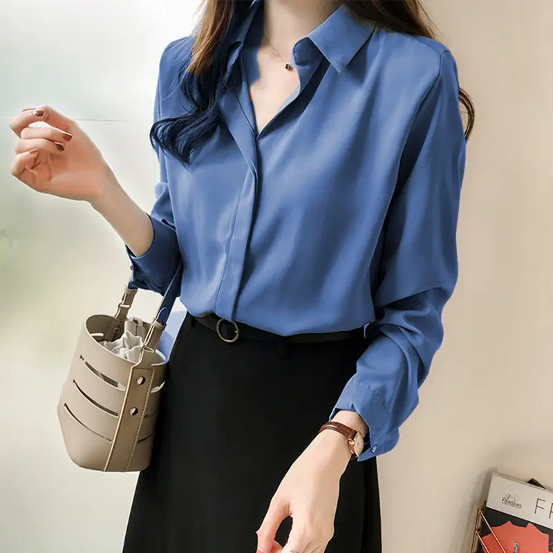 2023 Korean Style Long Sleeve Chiffon Shirt Women - Image 3
