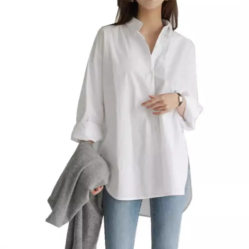 Women's Loose Button Long Sleeve Lavender Shirt - Image 8