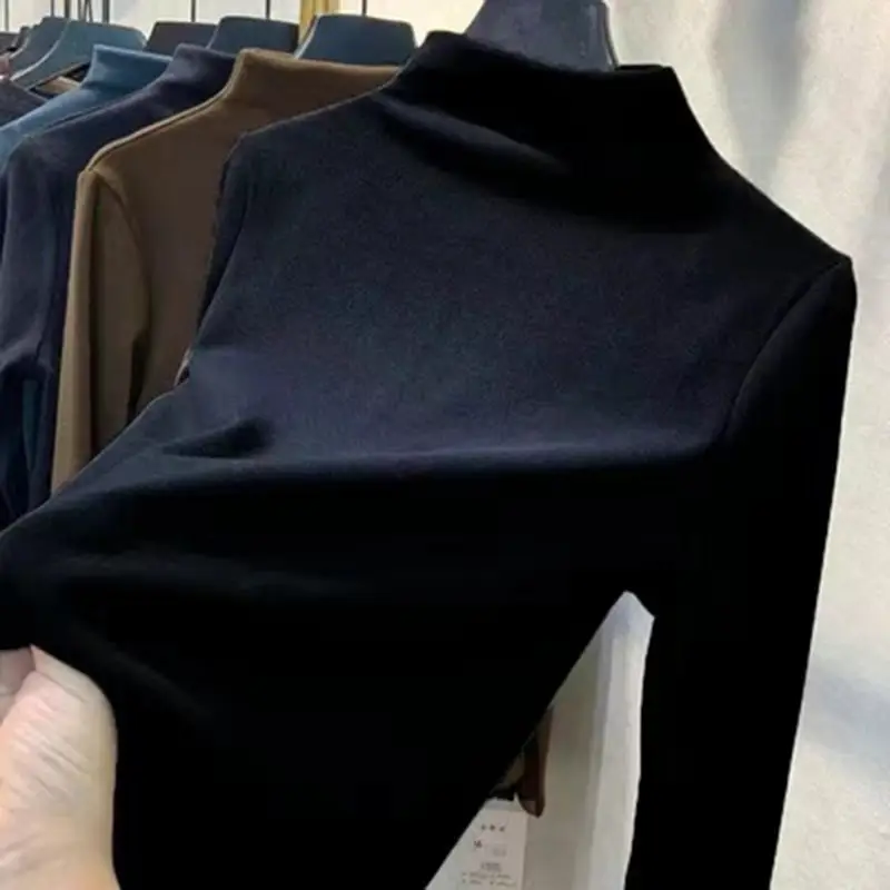 Double-Sided German Velvet Turtleneck Shirt for Women - Image 6