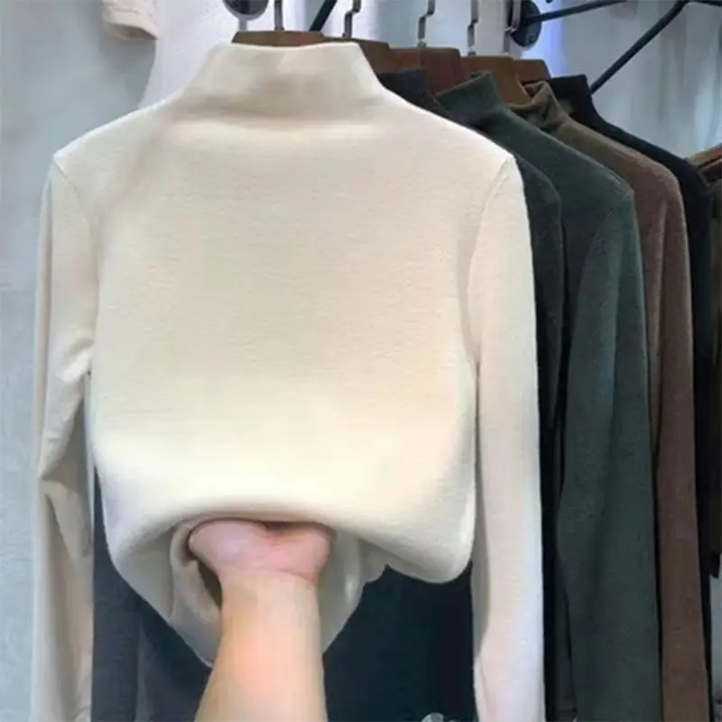 Double-Sided German Velvet Turtleneck Shirt for Women - Image 2