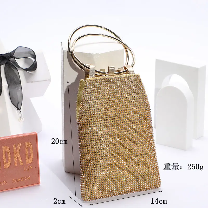 Silver Rhinestone Party Bag with Mirror Handle - Image 3