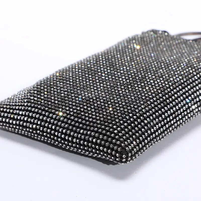 Silver Rhinestone Party Bag with Mirror Handle - Image 5