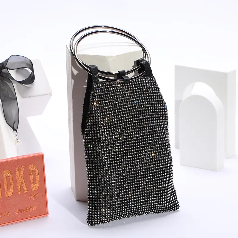 Silver Rhinestone Party Bag with Mirror Handle — feature 10