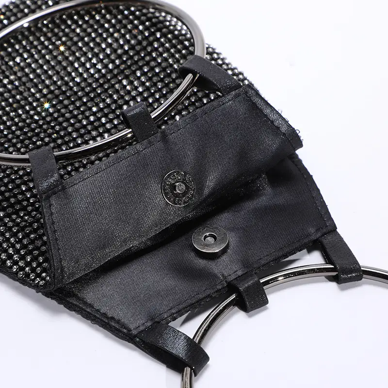 Silver Rhinestone Party Bag with Mirror Handle — feature 12