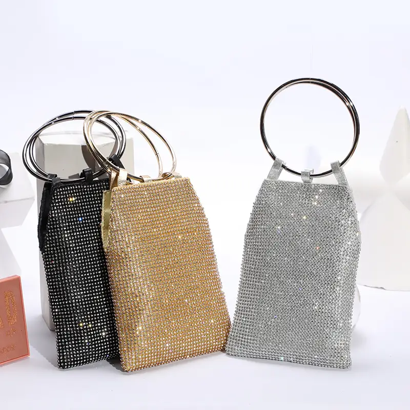 Silver Rhinestone Party Bag with Mirror Handle — feature 5