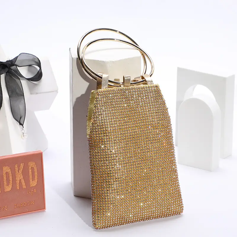 Silver Rhinestone Party Bag with Mirror Handle — feature 8