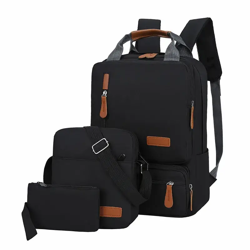 Maroon 3-Piece Business Backpack Set with USB Charging Port - Image 6