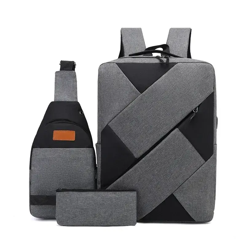 Maroon 3-Piece Business Backpack Set with USB Charging Port — feature 10