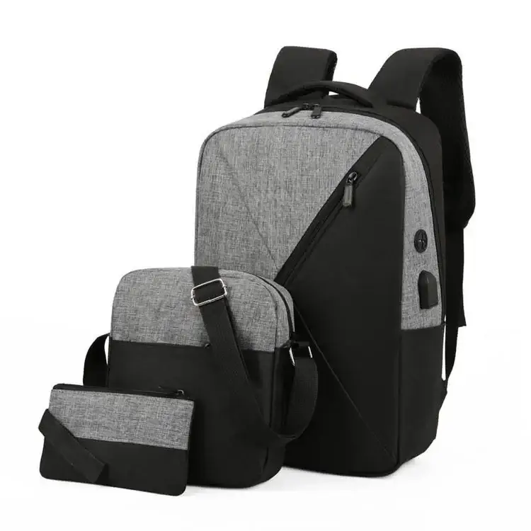 Maroon 3-Piece Business Backpack Set with USB Charging Port — feature 11