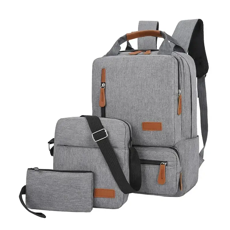 Maroon 3-Piece Business Backpack Set with USB Charging Port — feature 13