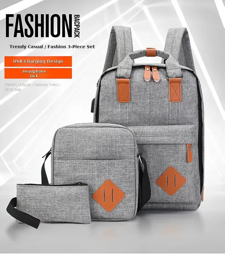 Maroon 3-Piece Business Backpack Set with USB Charging Port — feature 16