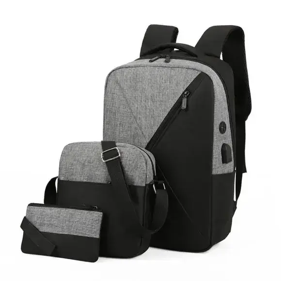 Maroon 3-Piece Business Backpack Set with USB Charging Port — feature 3