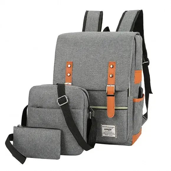 Maroon 3-Piece Business Backpack Set with USB Charging Port — feature 4