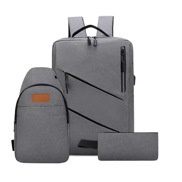 Maroon 3-Piece Business Backpack Set with USB Charging Port — feature 6