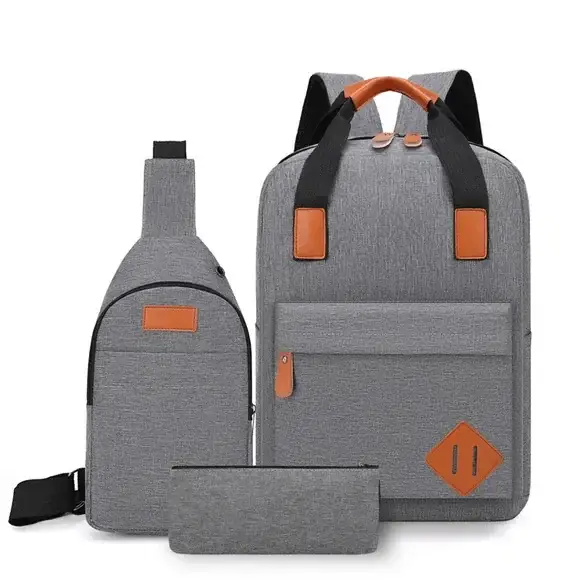 Maroon 3-Piece Business Backpack Set with USB Charging Port — feature 7