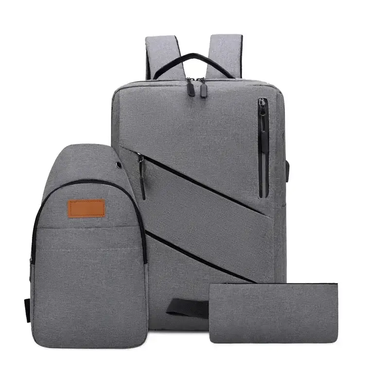 Maroon 3-Piece Business Backpack Set with USB Charging Port — feature 9