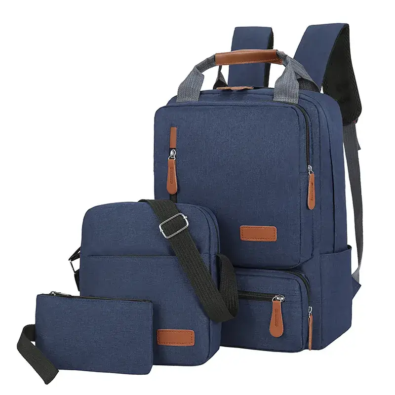 Maroon 3-Piece Business Backpack Set with USB Charging Port - Image 2