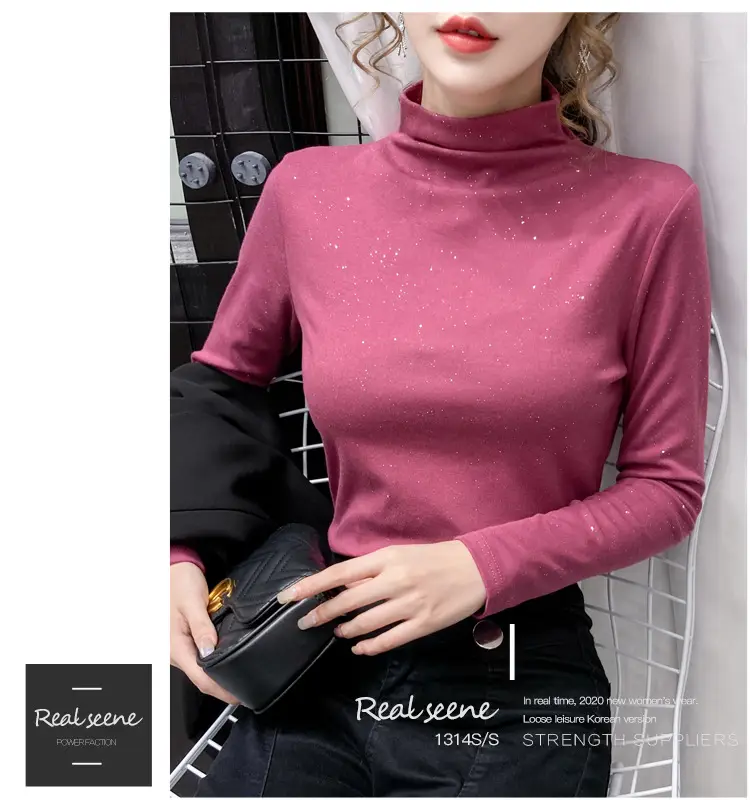 Black Sparkly Long Sleeve T-Shirt for Women — feature 10