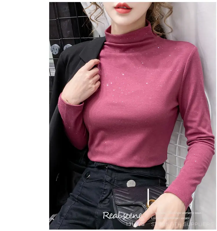 Black Sparkly Long Sleeve T-Shirt for Women — feature 11