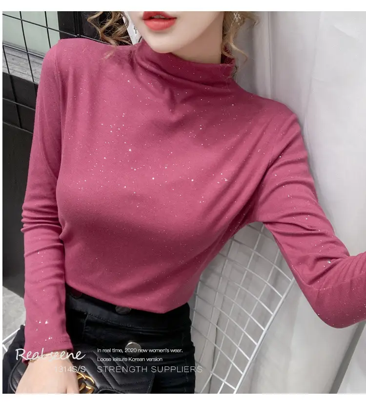 Black Sparkly Long Sleeve T-Shirt for Women — feature 12