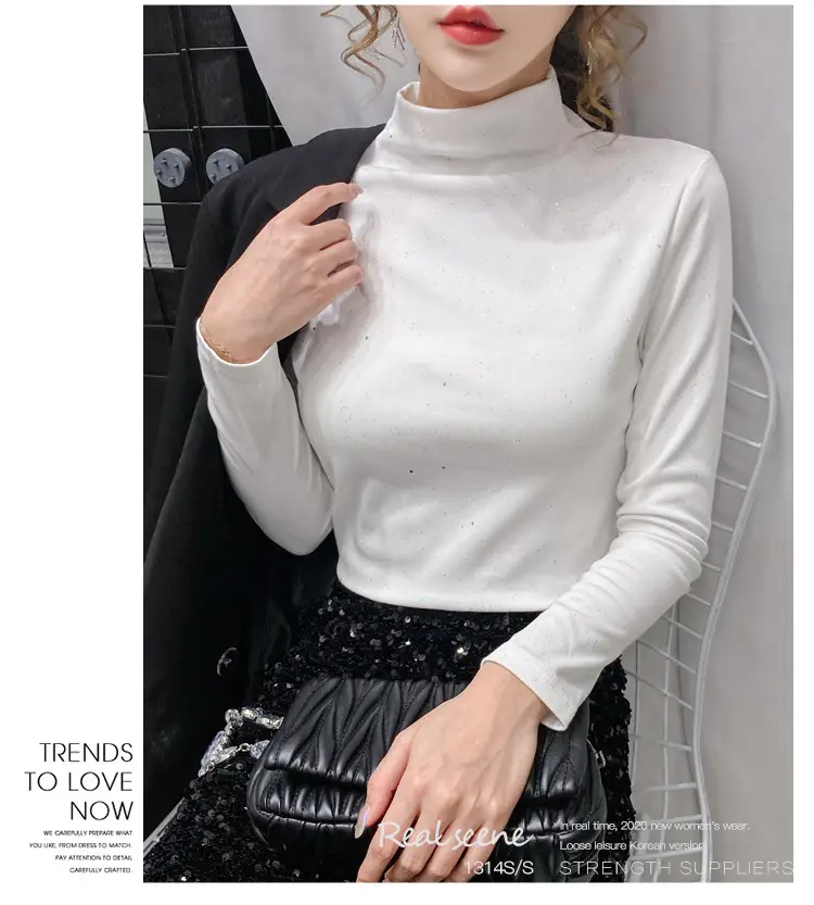 Black Sparkly Long Sleeve T-Shirt for Women — feature 14
