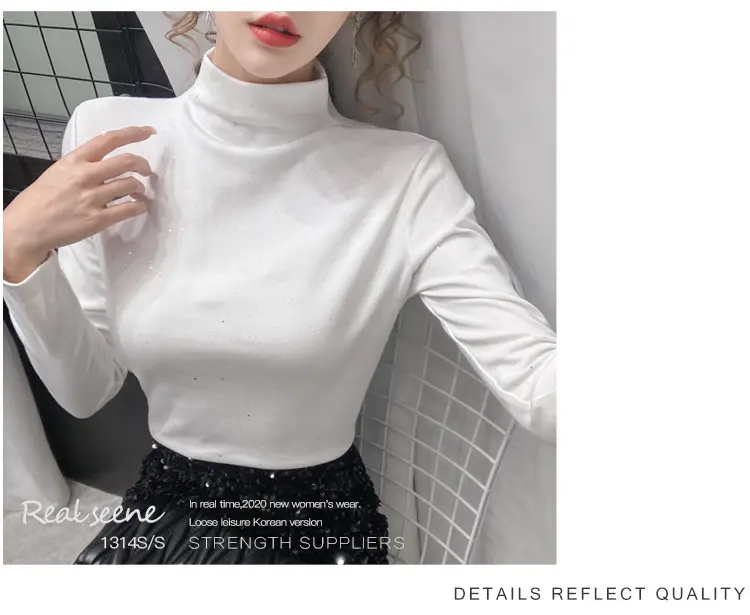 Black Sparkly Long Sleeve T-Shirt for Women — feature 15