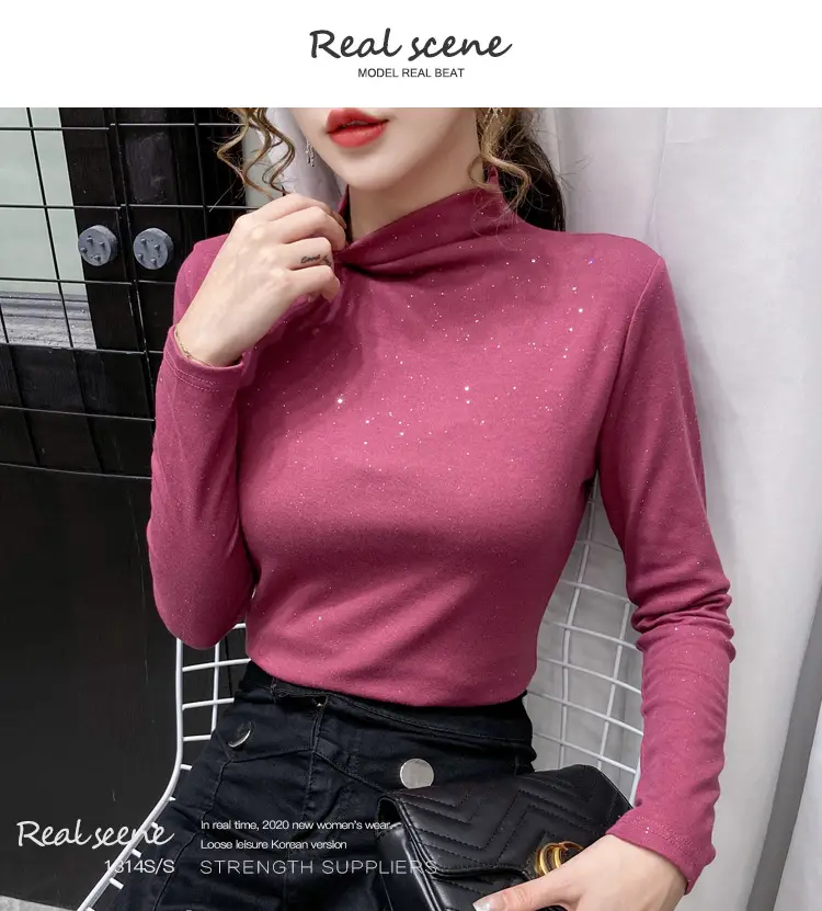 Black Sparkly Long Sleeve T-Shirt for Women — feature 9