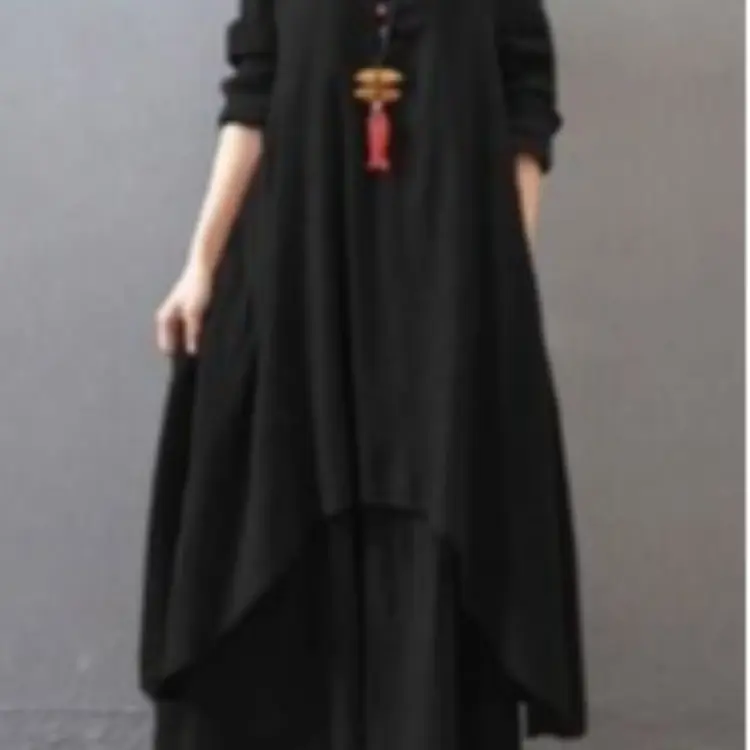 2024 Long Linen Skirt Dress White Loose Sleeve - Image 9