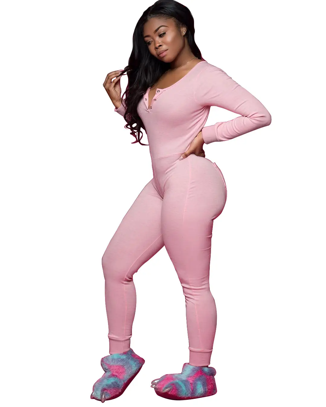Pink Flapper Long Sleeve Jumpsuit with Colorful Boots — feature 15