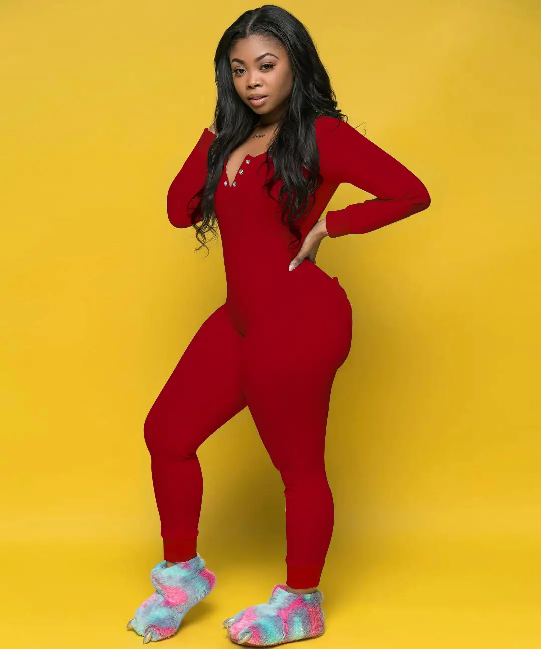 Pink Flapper Long Sleeve Jumpsuit with Colorful Boots — feature 8