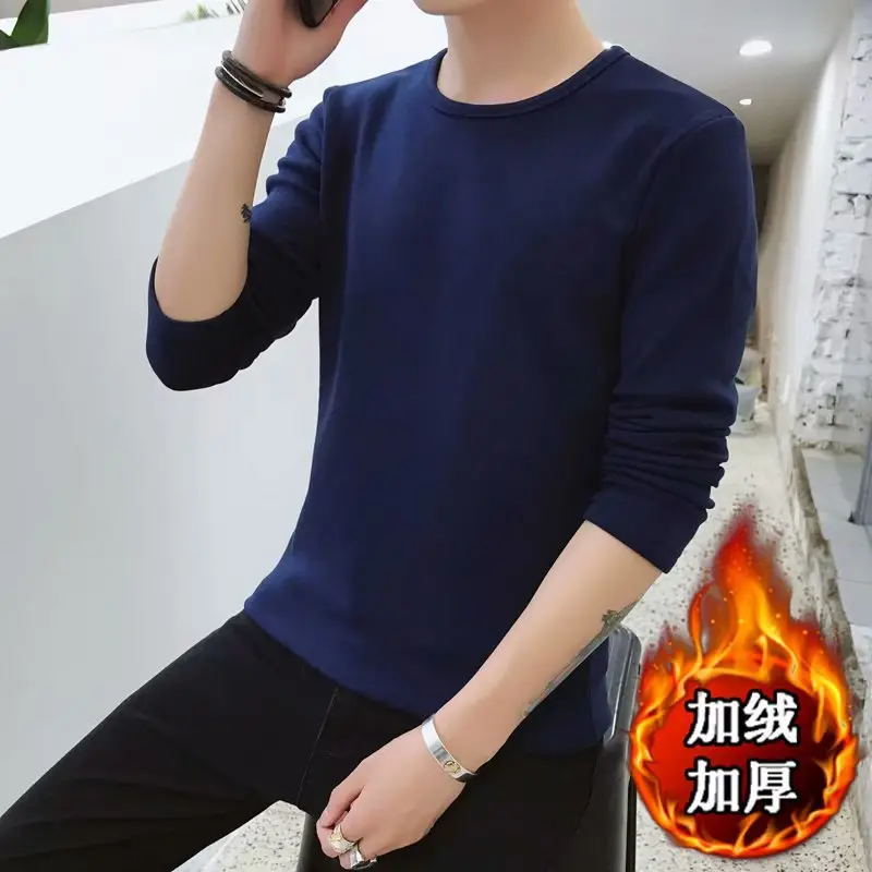 Men Maroon Fleece Lined Long Sleeve T-Shirt Large - Image 9