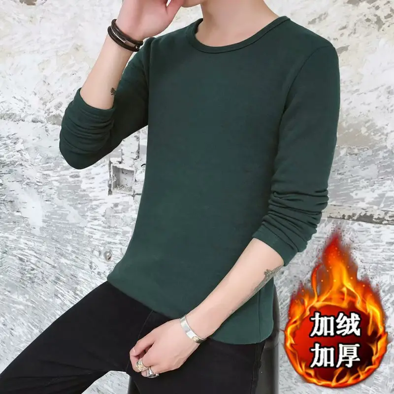 Men Maroon Fleece Lined Long Sleeve T-Shirt Large - Image 5