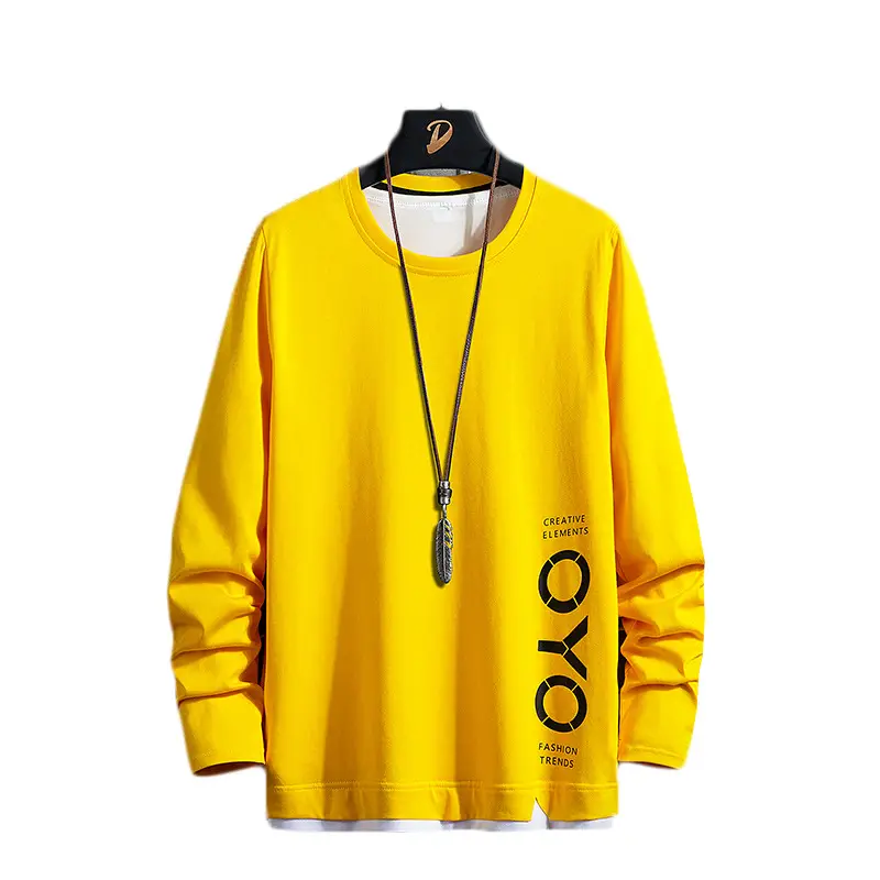 Men Pure Cotton Korean Style T-Shirt Black Long Sleeve - Image 6