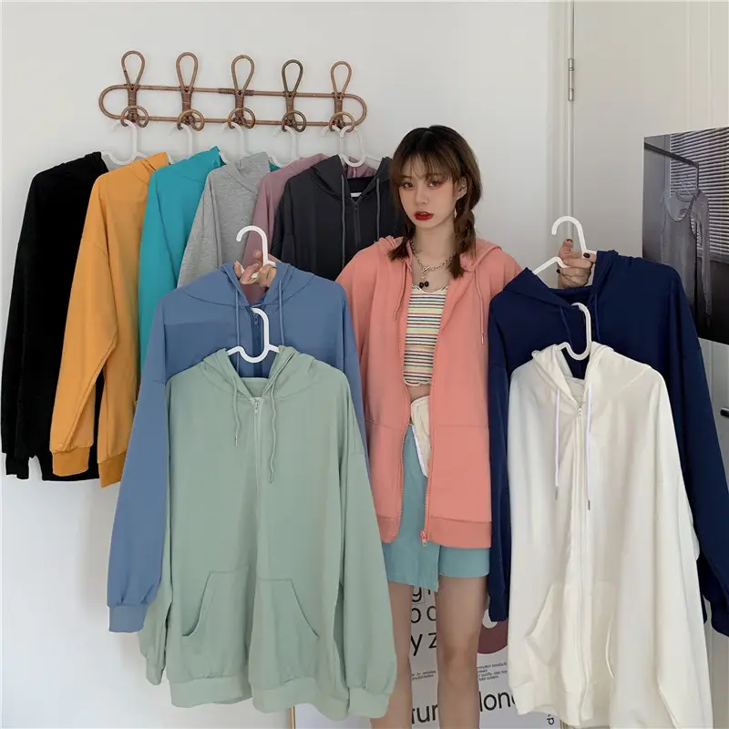 Women Hooded Sweatshirt Lazy Cardigan Jacket Set
