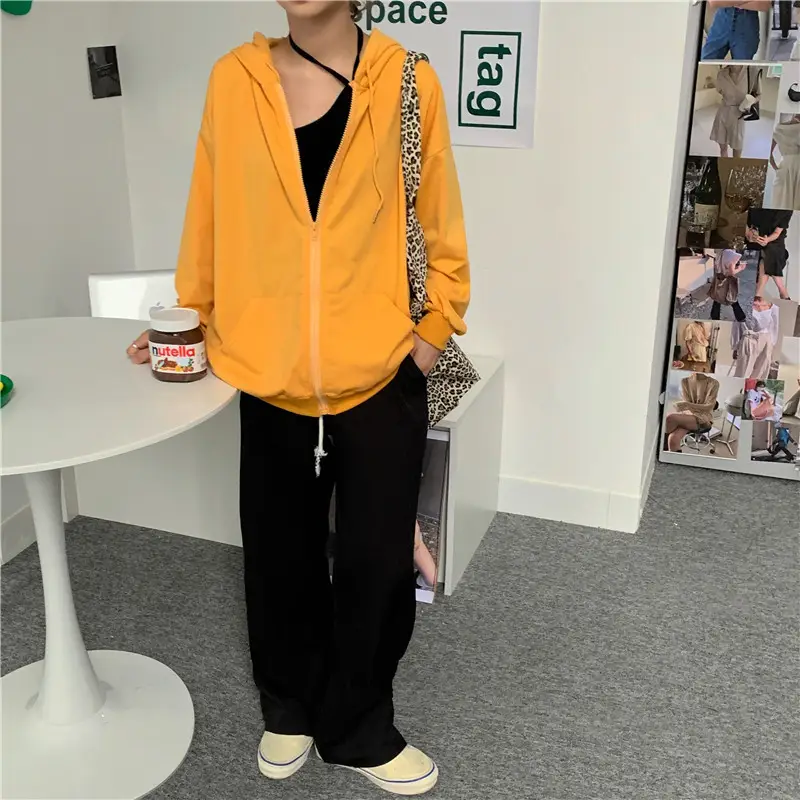 Women Hooded Sweatshirt Lazy Cardigan Jacket Set