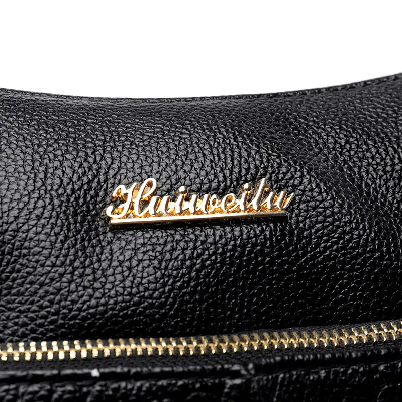 Black Croc Texture Shoulder Bag for Women - Image 4