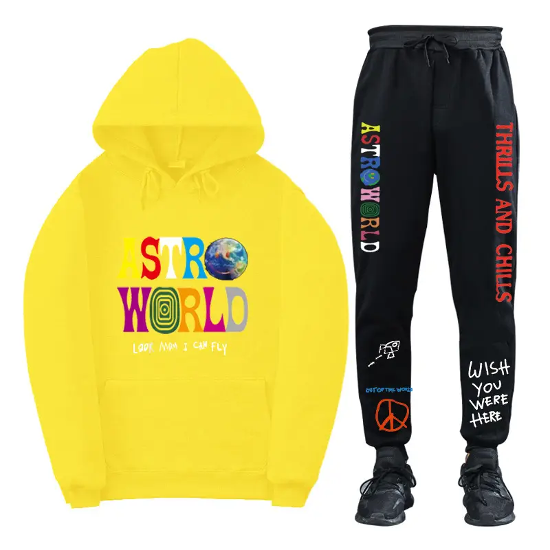Men & Women Fleece Lined Hoodie Set Astroworld Graphic — feature 11