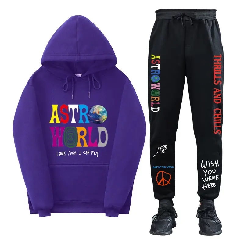 Men & Women Fleece Lined Hoodie Set Astroworld Graphic — feature 16