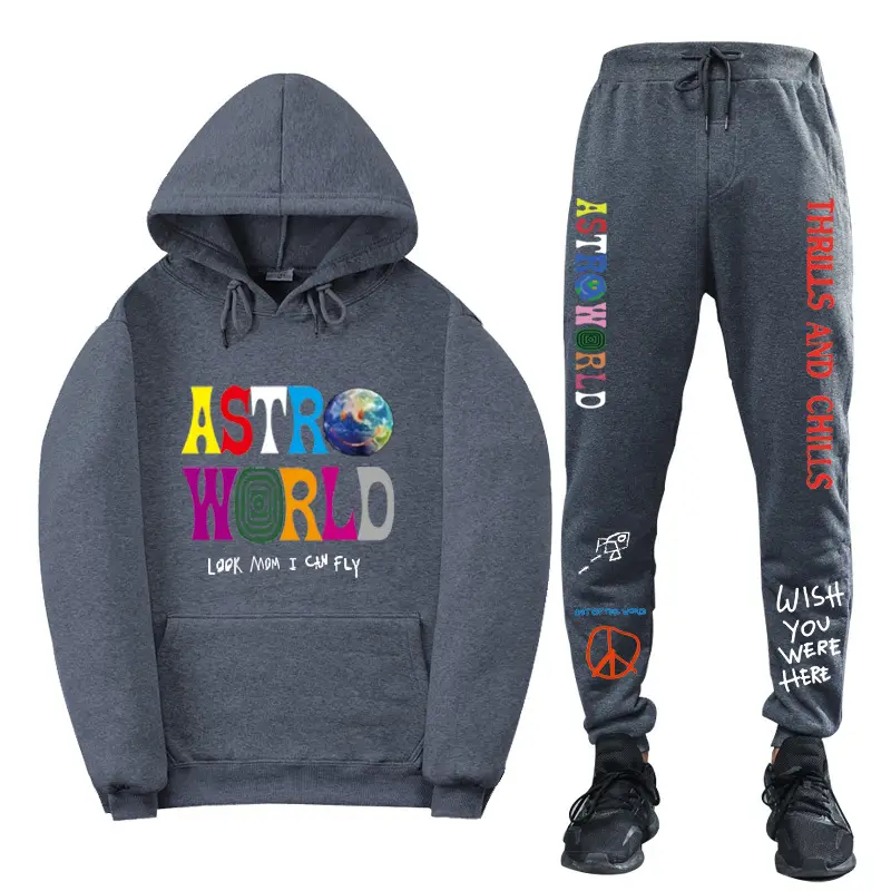Men & Women Fleece Lined Hoodie Set Astroworld Graphic - Image 12