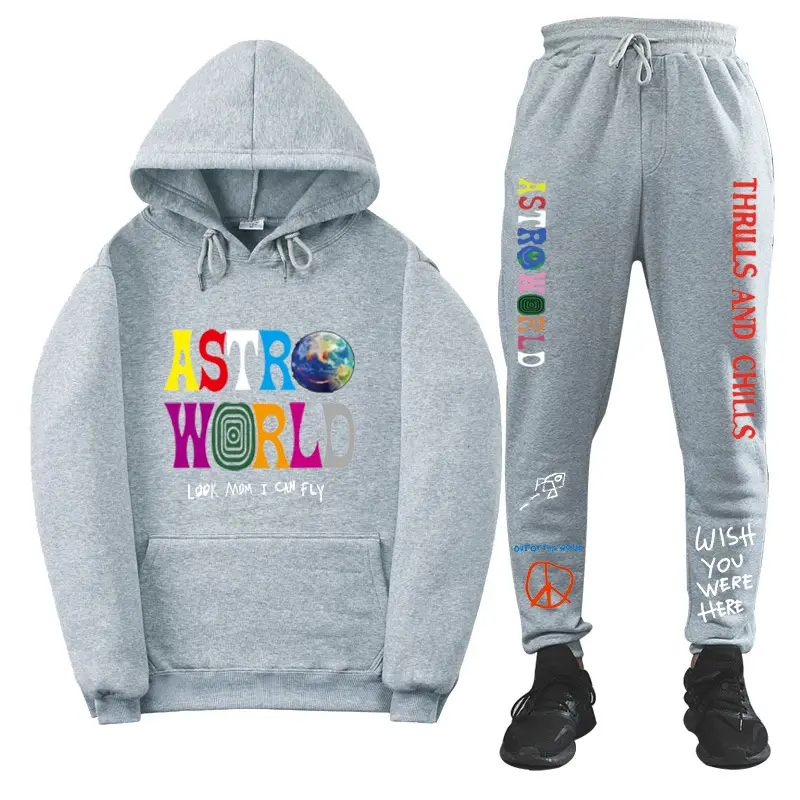 Men & Women Fleece Lined Hoodie Set Astroworld Graphic - Image 2