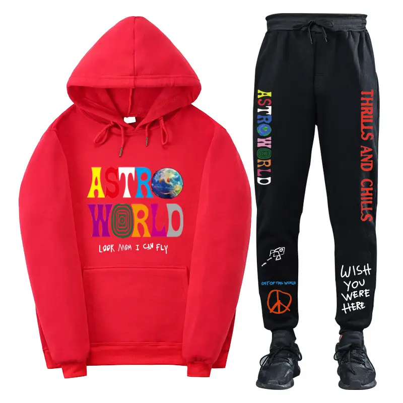 Men & Women Fleece Lined Hoodie Set Astroworld Graphic - Image 4