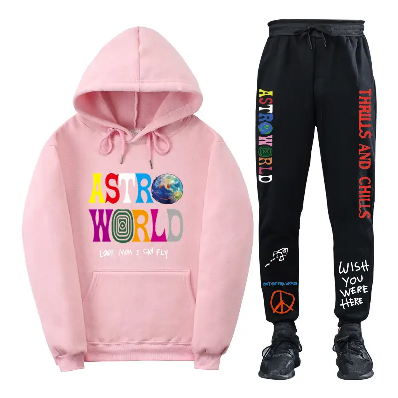 Men & Women Fleece Lined Hoodie Set Astroworld Graphic - Image 7