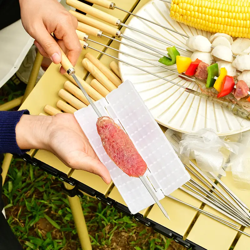 Stainless Steel BBQ Stick Set with Wooden Handle - Image 3