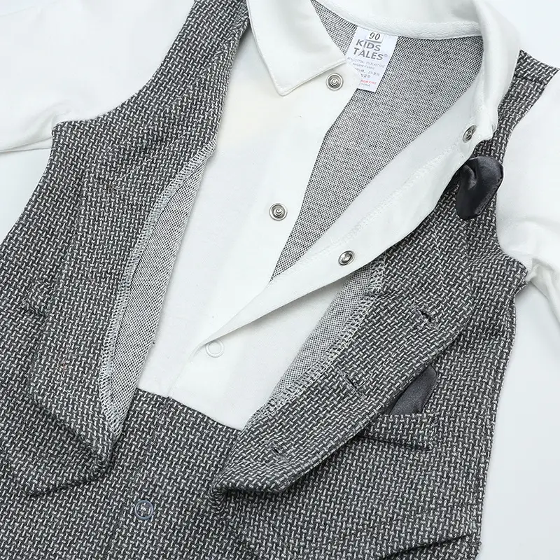 Baby Romper Long Sleeve Grey White 2025 Spring - Image 5