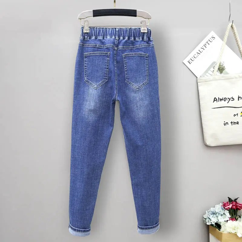 New Plus Size Elastic Jeans Women's High Waist Harlan Pants 200 Jin - Image 4