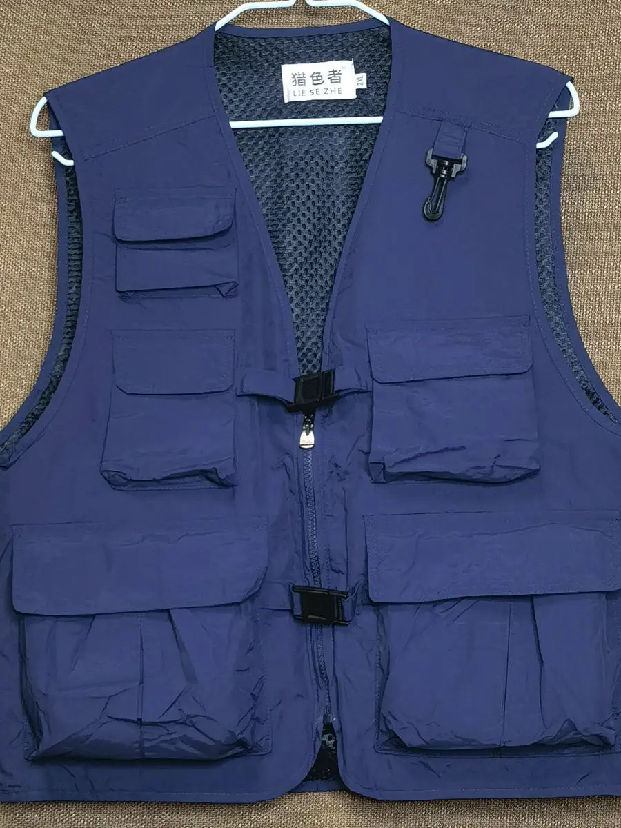 Men's Beige Printed Vest with 5 Pockets - Image 12