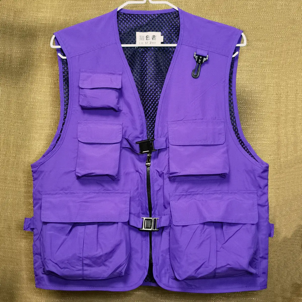 Men's Beige Printed Vest with 5 Pockets - Image 4